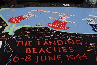 Marker at Omaha Beach showing 2nd Division in assault